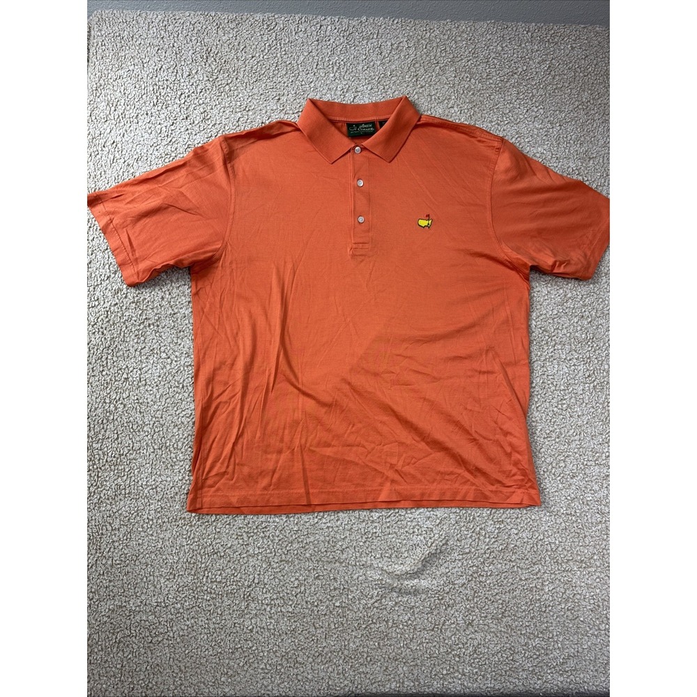 Amen Corner Polo Shirt Mens Large Orange PGA Masters Logo Golf Short Sleeve Pima